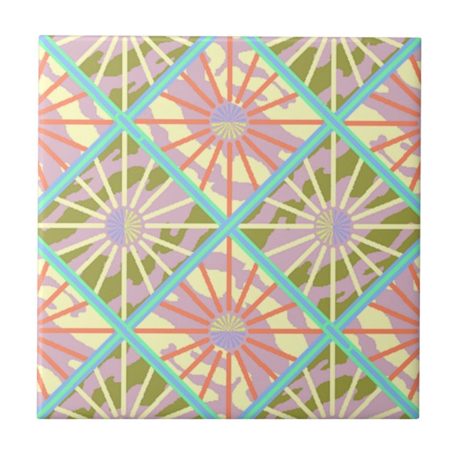 Tile Vintage Retro Colourful Atomic Era Starburst (Front)