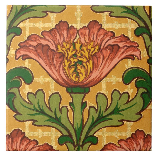 Tile with 1906-7 Arts and Crafts wallpaper design (Front)