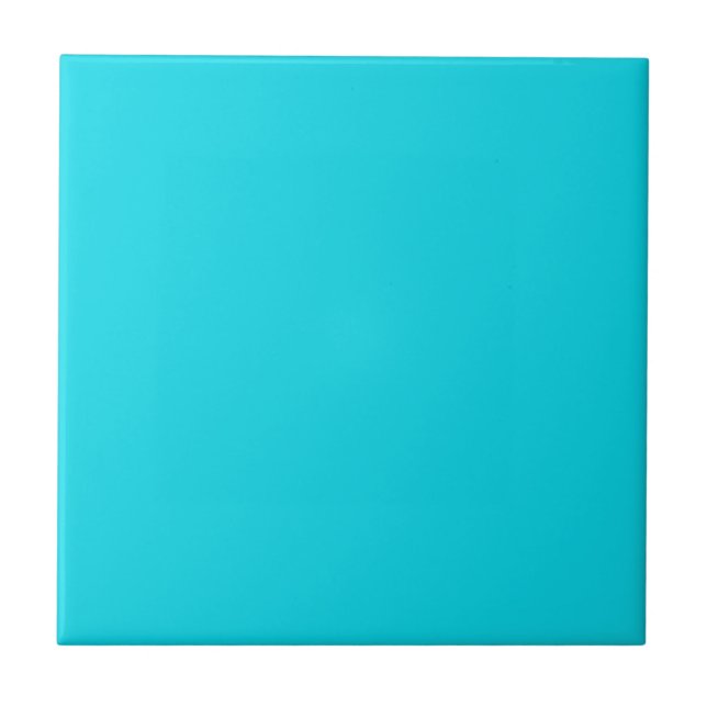 Tile with Bright Neon Teal Blue Background (Front)