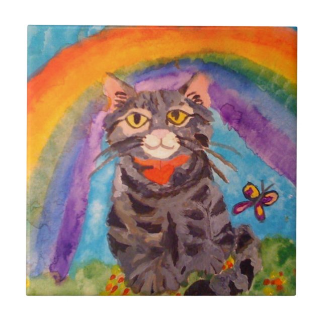 TILE WITH CAT AT RAINBOW BRIDGE (Front)