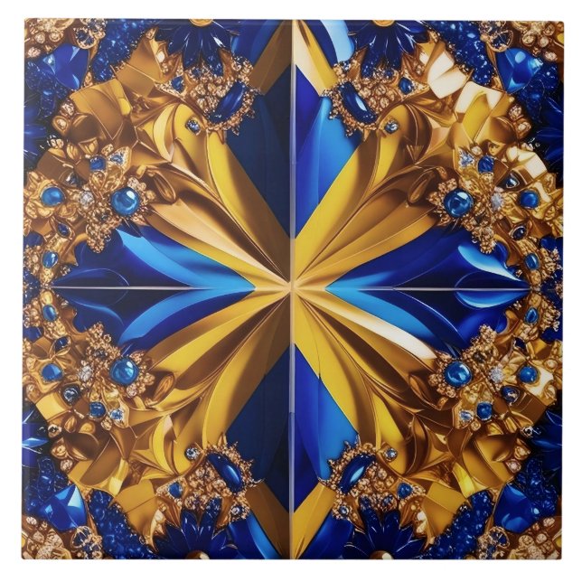 Tile with Sweden Colours modern Design (Front)