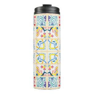 Tiled background with oriental ornaments. Watercol Thermal Tumbler