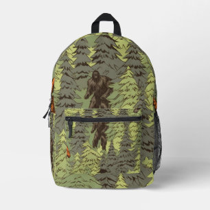 Tiled Big Foot Pattern Printed Backpack