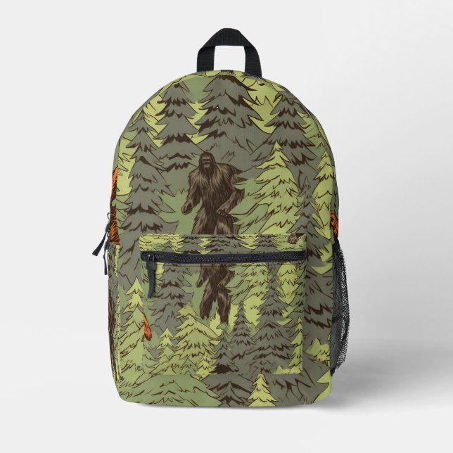 Tiled Big Foot Pattern Printed Backpack (Front)