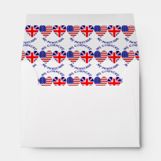Tiled British USA Heart Flags Country Heritage  Envelope