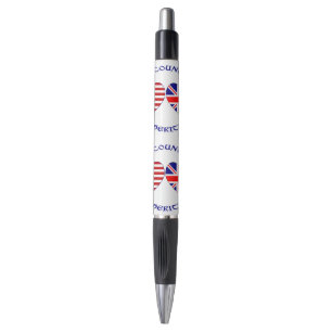 Tiled British USA Heart Flags Country Heritage Pen