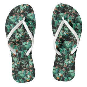 Tiled Cactus Plants Flip Flops