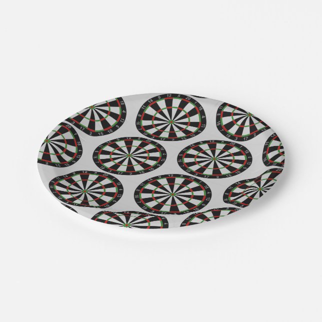 Tiled Darts Target Pattern Paper Plate (Angled)