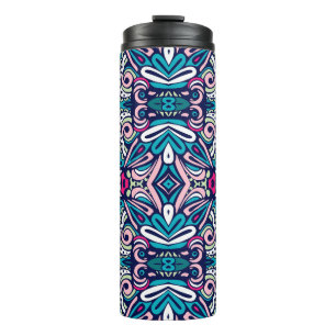 Tiled ethnic pattern. Abstract geometric mosaic vi Thermal Tumbler