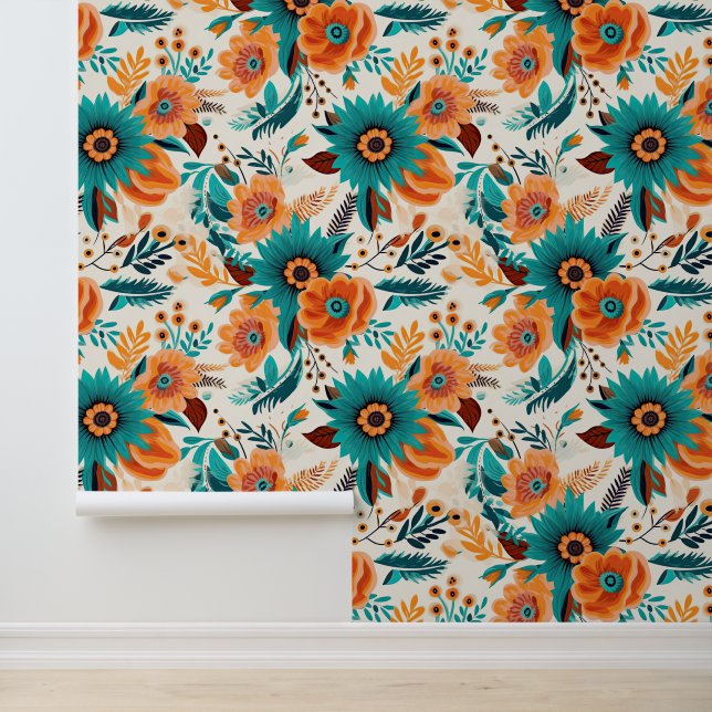 Tiled floral pattern flower wallpaper (Application)
