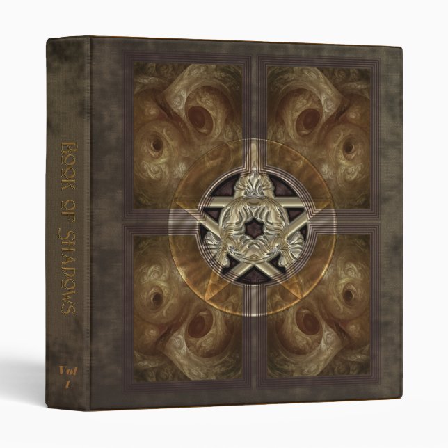 Tiled Fractal Pentacle Book of Shadows 1" Binder (Front/Spine)