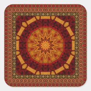 Tiled Frame With Golden Mandala Square Sticker