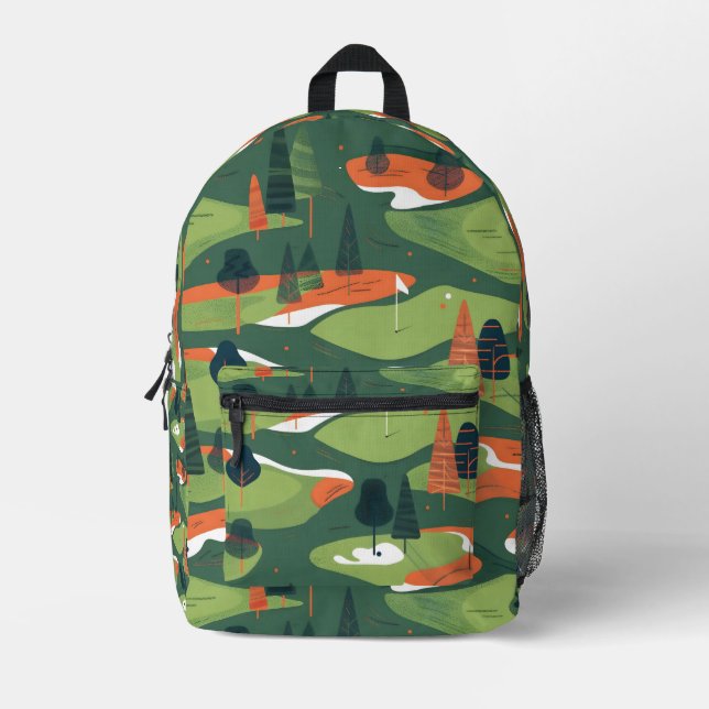 Tiled Golf Course Pattern Printed Backpack (Front)