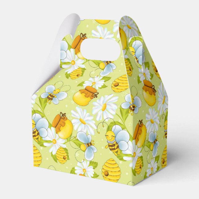 Tiled honey bee pattern party favor box (Back Side)