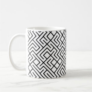 Tiled Lines 10 PRINT Generative (Black on White) Coffee Mug