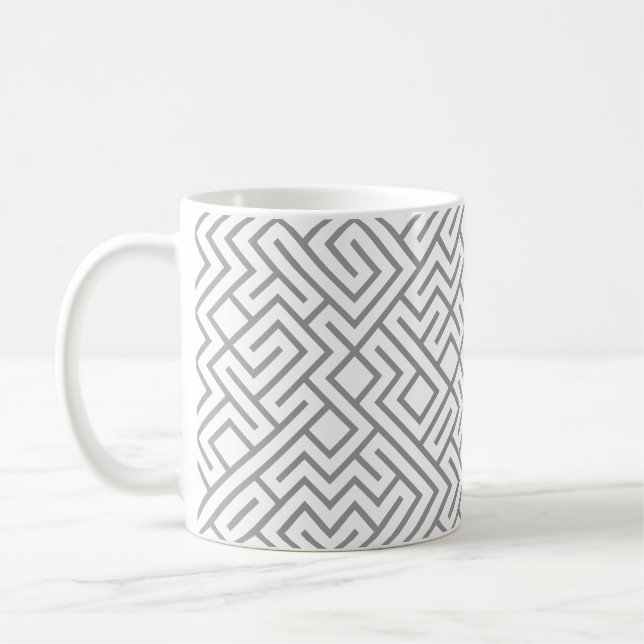 Tiled Lines Generative (Grey Line) Unique Coffee Mug (Left)