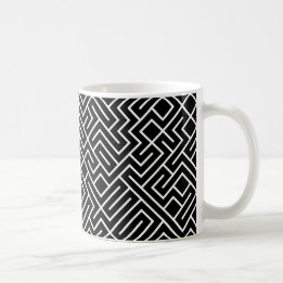 Tiled Lines Generative (White on Black) Unique Coffee Mug