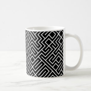 Tiled Lines Generative (White on Black) Unique Coffee Mug