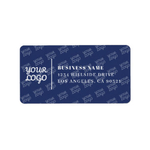 Tiled Logo Pattern Modern Navy Blue Return Address Label