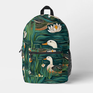 Tiled Mallard Duck Pattern Printed Backpack
