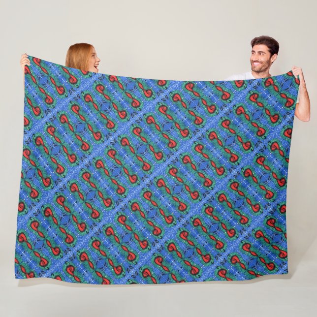 Tiled & mirrored musical notation abstract design fleece blanket (In Situ)