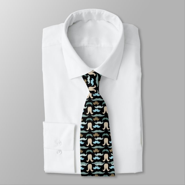 Tiled Moustache Decorative Tie (Tied)