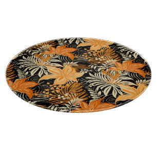 tiled muti coloured tropical floral beach house cutting board