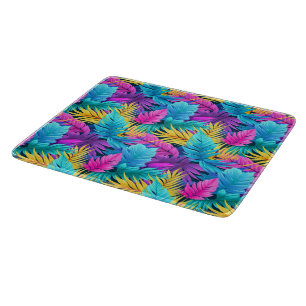 tiled muti coloured tropical leaf beach house cutting board