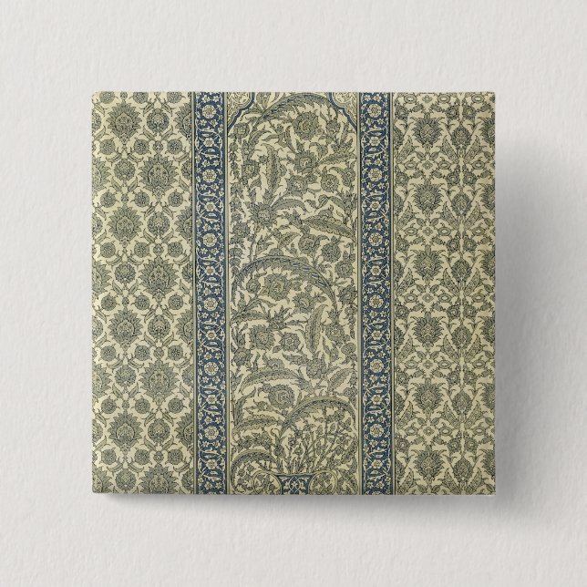 Tiled Panel from Mosque of Ibrahym Agha, from 'Ara 2 Inch Square Button (Front)