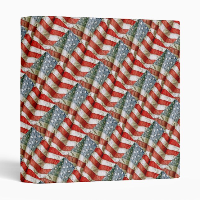 Tiled Pattern American Flag 1" Photo Album Binder (Front/Spine)