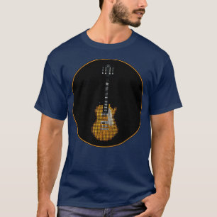 Tiled Pixel Slack Goldtop Guitar in a Black Circle T-Shirt