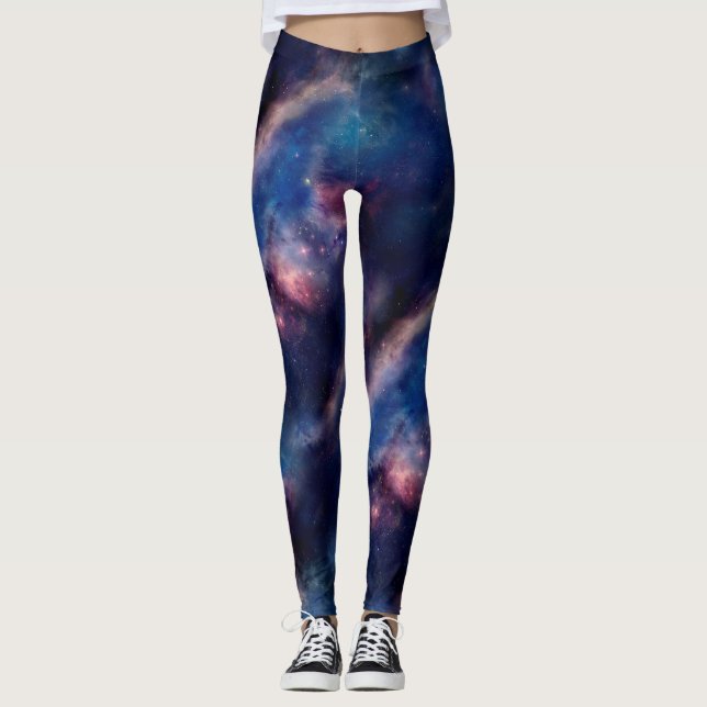 Tiled Purple Galaxy Leggings (Front)