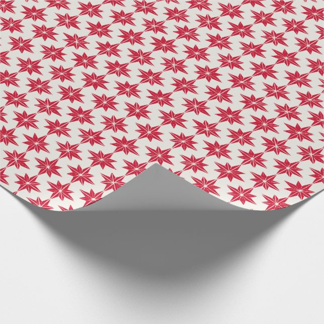 Tiled red Christmas Stars Modern Christmas Wrapping Paper (Corner)