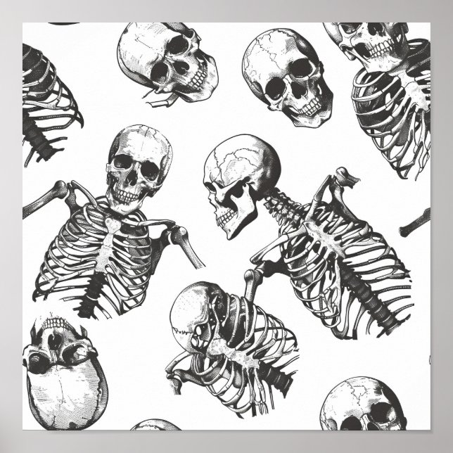 Tiled Skeleton Pattern Poster (Front)
