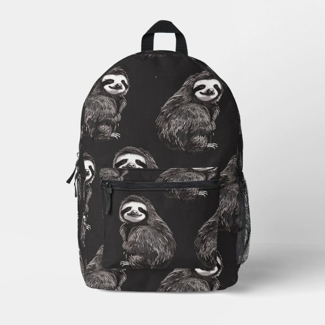 Tiled Sloth Pattern Printed Backpack (Front)