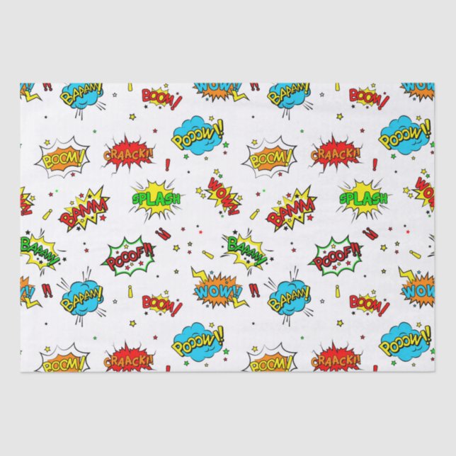 tiled super hero pattern party tissue paper (Front)