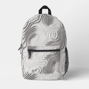Tiled Topographic Pattern Printed Backpack