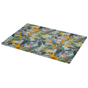 Tiled Tropical parrots beach house Cutting Board