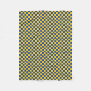 Tiled Woven Blue and Yellow Fleece Blanket