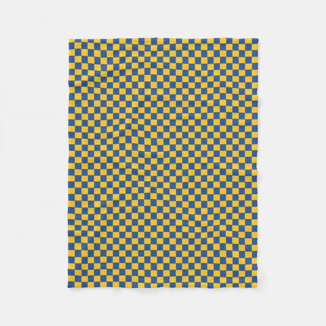 Tiled Woven Blue and Yellow Fleece Blanket (Front)
