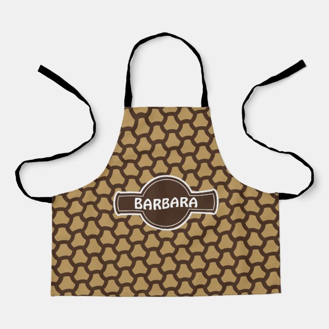 Tiles Cream Chocolate Minimal Pattern Apron (Front)