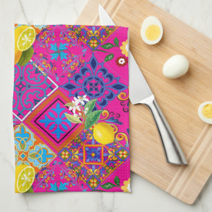 Tiles,mosaic,azulejo,lemons ,Citrus ,majolica,   Kitchen Towel