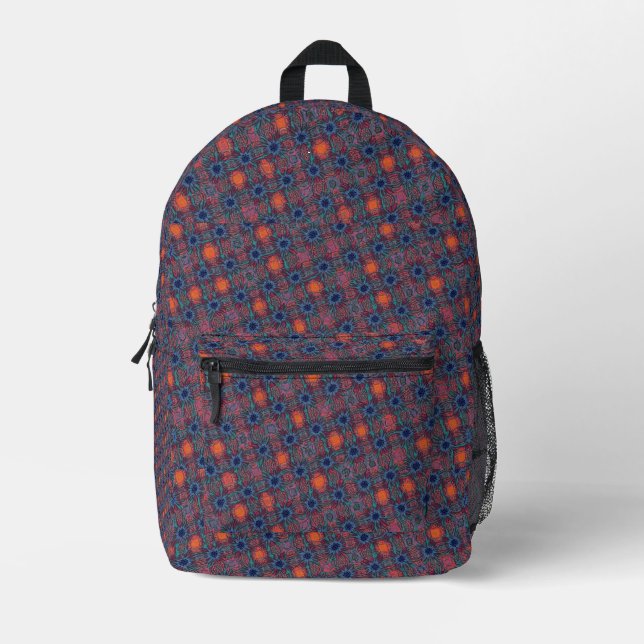 Tiles of colour printed backpack (Front)