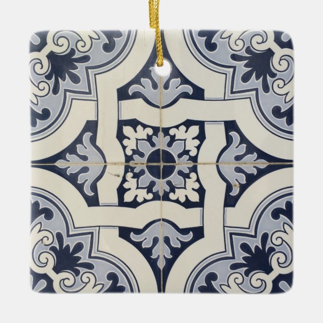Tiles of Portugal Personalized Ceramic Ornament (Front)
