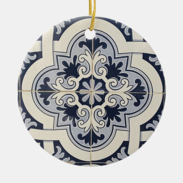 Tiles of Portugal Personalized Ceramic Ornament (Front)