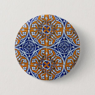 Tiles, Portuguese Tiles 2 Inch Round Button