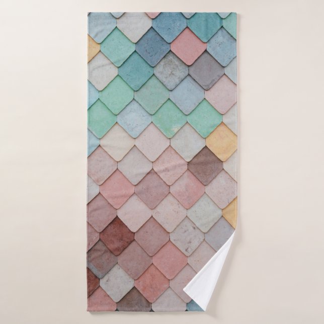 Tiles shapes texture pattern art bath towel (Bath Towel)