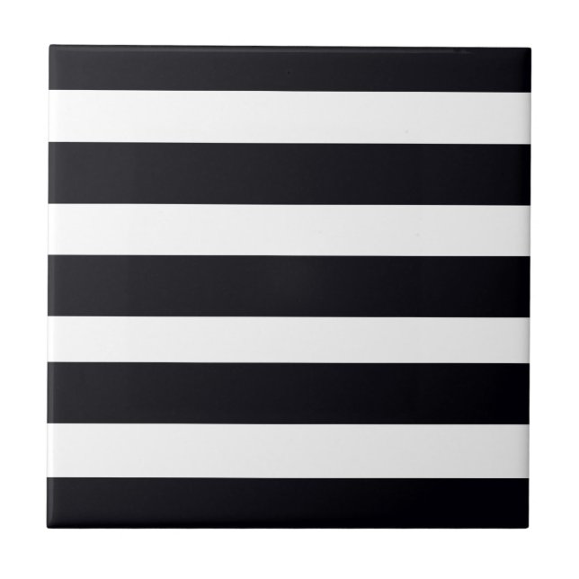 Tiles Tile Modern Chic BLACK & WHITE STRIPES (Front)