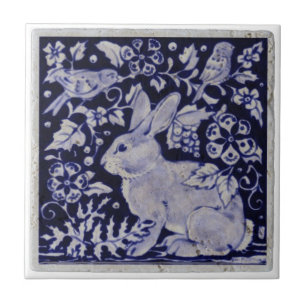 Tiles - Vintage Blue and White Wildlife Fox