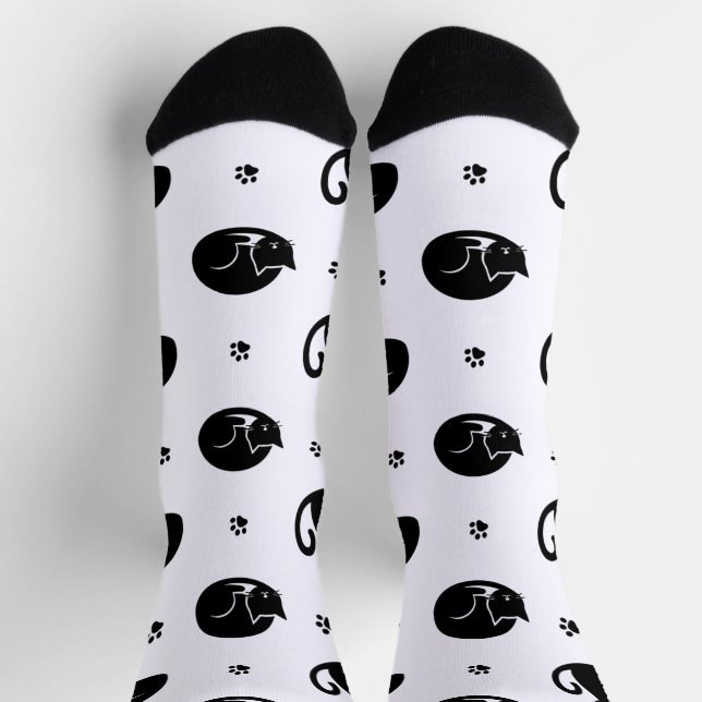 Tiling Cats Pattern Crew Socks – Adorable cats (Top)